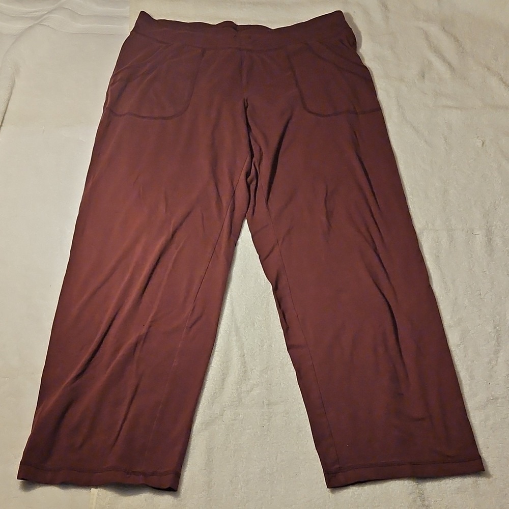 Athletic Works Women's Track Pants Brown L (12-14) 57% Cotton Elastic Waist